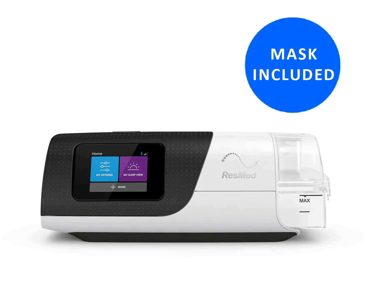 ResMed AirSense 11 AutoSet 4G CPAP Machine and Mask package